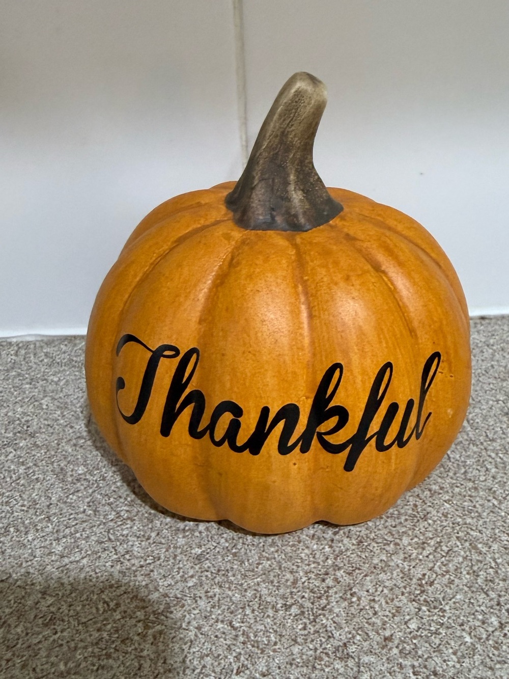 Thankful Blessed Grateful ceramic Pumpkin Trio - Orange Fall Decor NEW - Picture 3 of 10